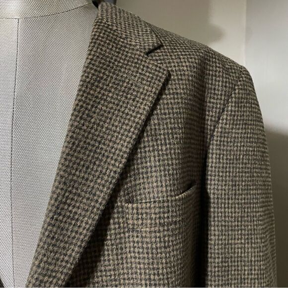 Jos A Bank Traveler’s‎ Collection Men's Beige Black Check Camel Hair Blazer 48R - Picture 2 of 12